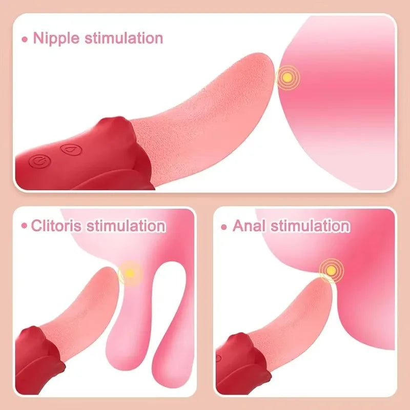 Hot Selling 10-Mode G-Spot Clitoris Stimulator Licking Tongue Feature USB Rechargeable 100% Waterproof Vibrator for Couples