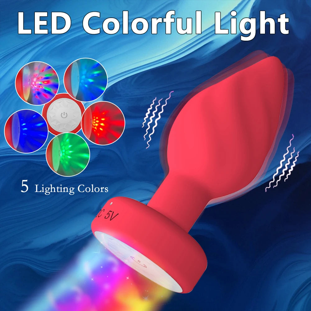 Portable LED Anal plug Vibrator Butt Plug 10 Vibration Ring Wireless Remote Prostate Massager Adult Sex Toys for Women Men Gay