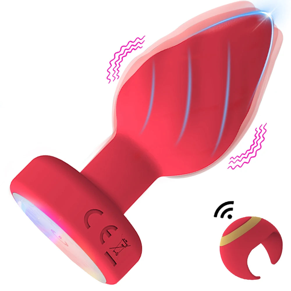 Portable LED Anal plug Vibrator Butt Plug 10 Vibration Ring Wireless Remote Prostate Massager Adult Sex Toys for Women Men Gay