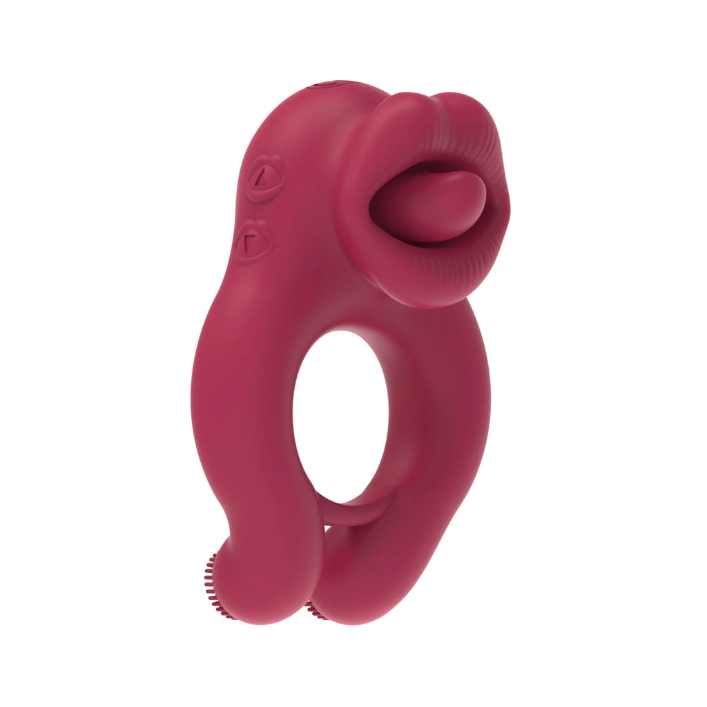 Tongue Licking Sucker Vibrator Cock Ring Clit Stimulator Vibrating Cock Ring Nipple Massager Sex Toy for Couple Flirt Adult Game