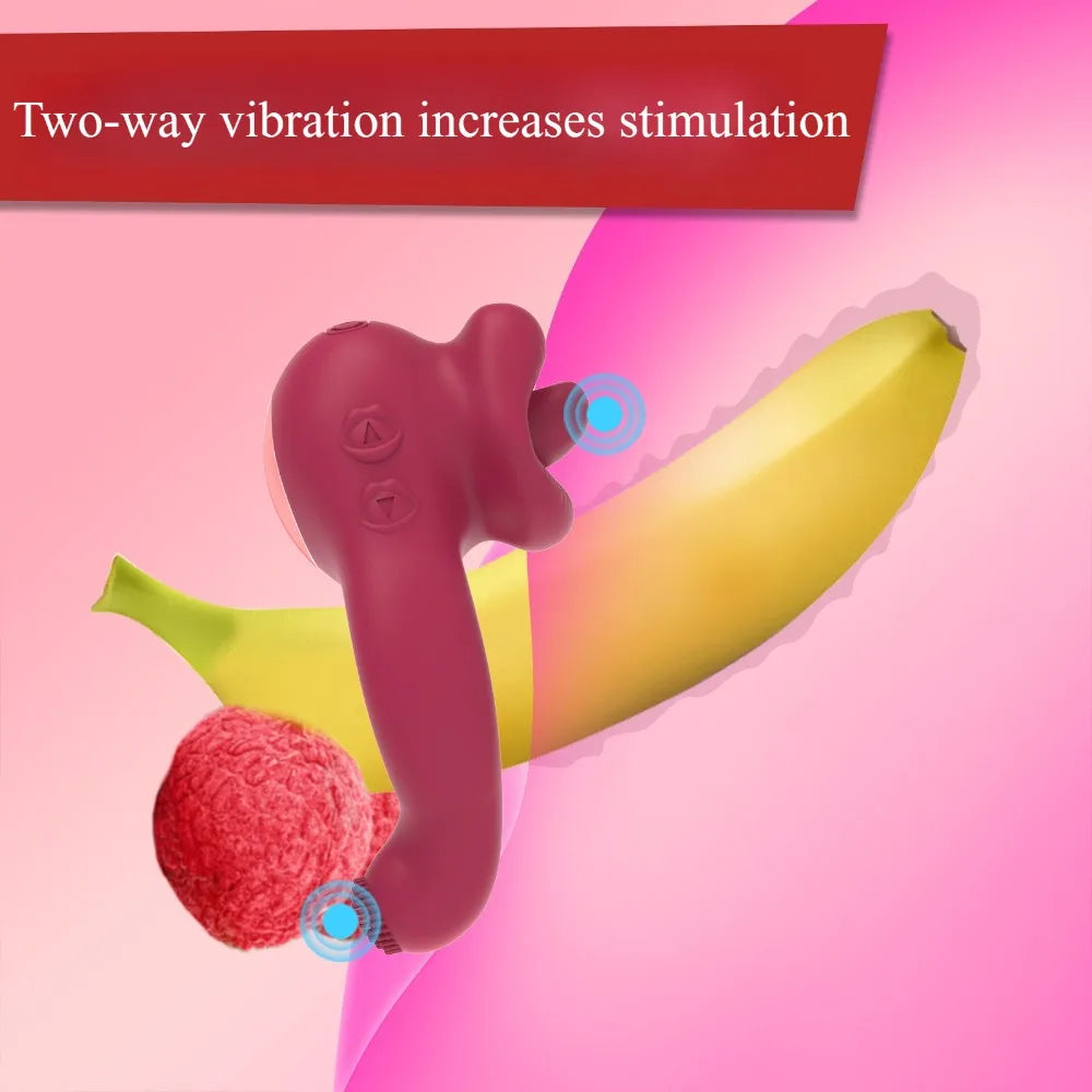 Tongue Licking Sucker Vibrator Cock Ring Clit Stimulator Vibrating Cock Ring Nipple Massager Sex Toy for Couple Flirt Adult Game