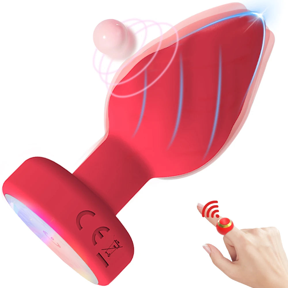 Portable LED Anal plug Vibrator Butt Plug 10 Vibration Ring Wireless Remote Prostate Massager Adult Sex Toys for Women Men Gay